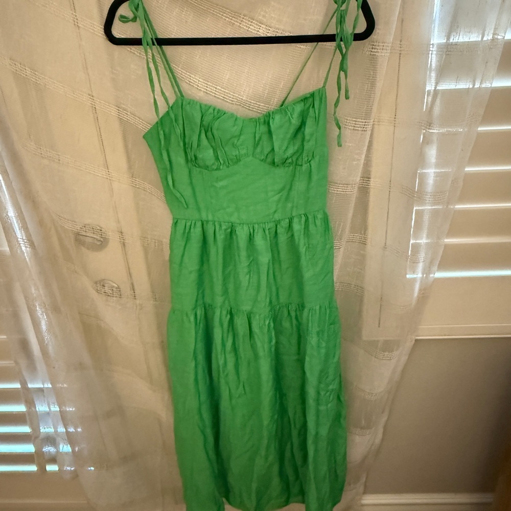 Forever 21 Green Ruched Midi Sundress